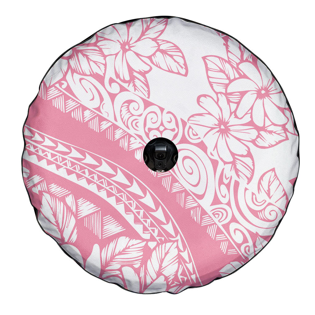 Polynesian Tiare Flower Pink Pastel Vibes Spare Tire Cover