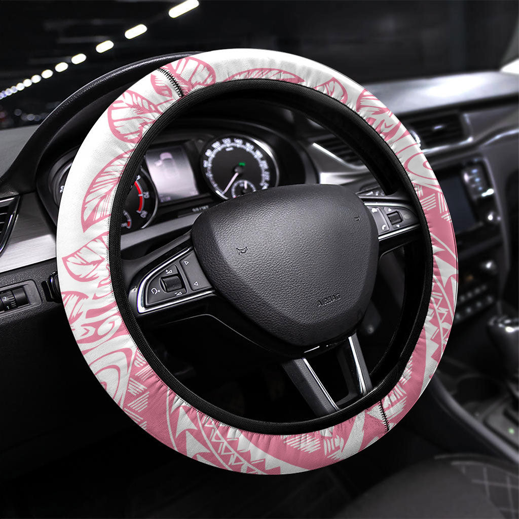 Polynesian Tiare Flower Pink Pastel Vibes Steering Wheel Cover