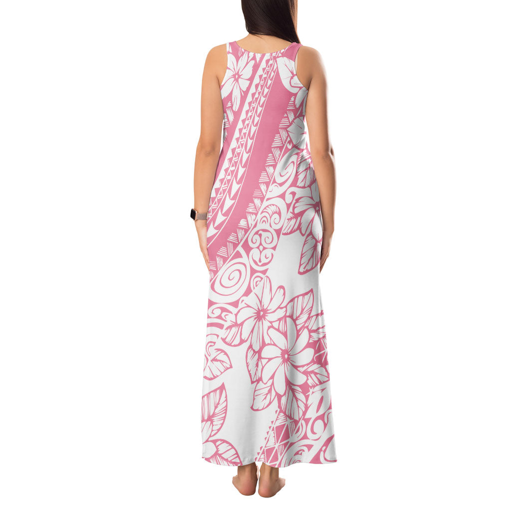Polynesian Tiare Flower Pink Pastel Vibes Tank Maxi Dress