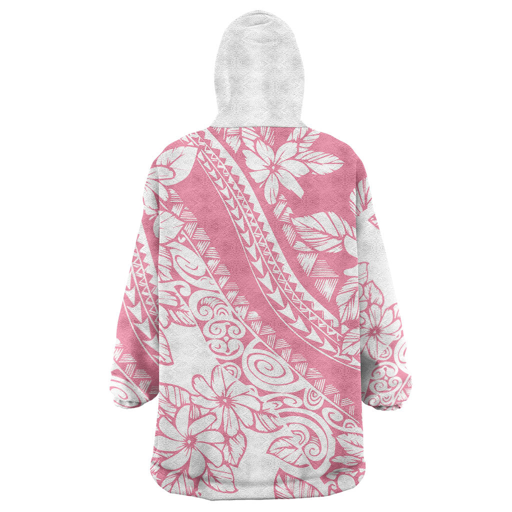 Polynesian Tiare Flower Pink Pastel Vibes Wearable Blanket Hoodie LT14 - Polynesian Pride