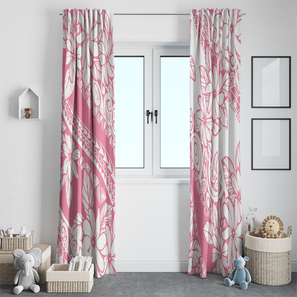 Polynesian Tiare Flower Pink Pastel Vibes Window Curtain