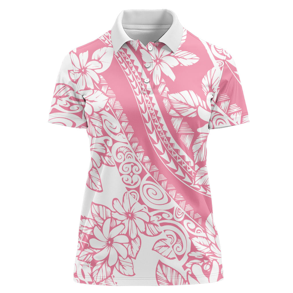 Polynesian Tiare Flower Pink Pastel Vibes Women Polo Shirt