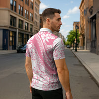Polynesian Tiare Flower Pink Pastel Vibes Zipper Polo Shirt