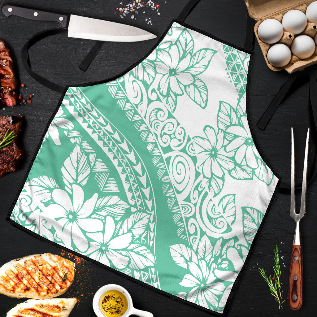 Polynesian Tiare Flower Cyan Pastel Vibes Apron