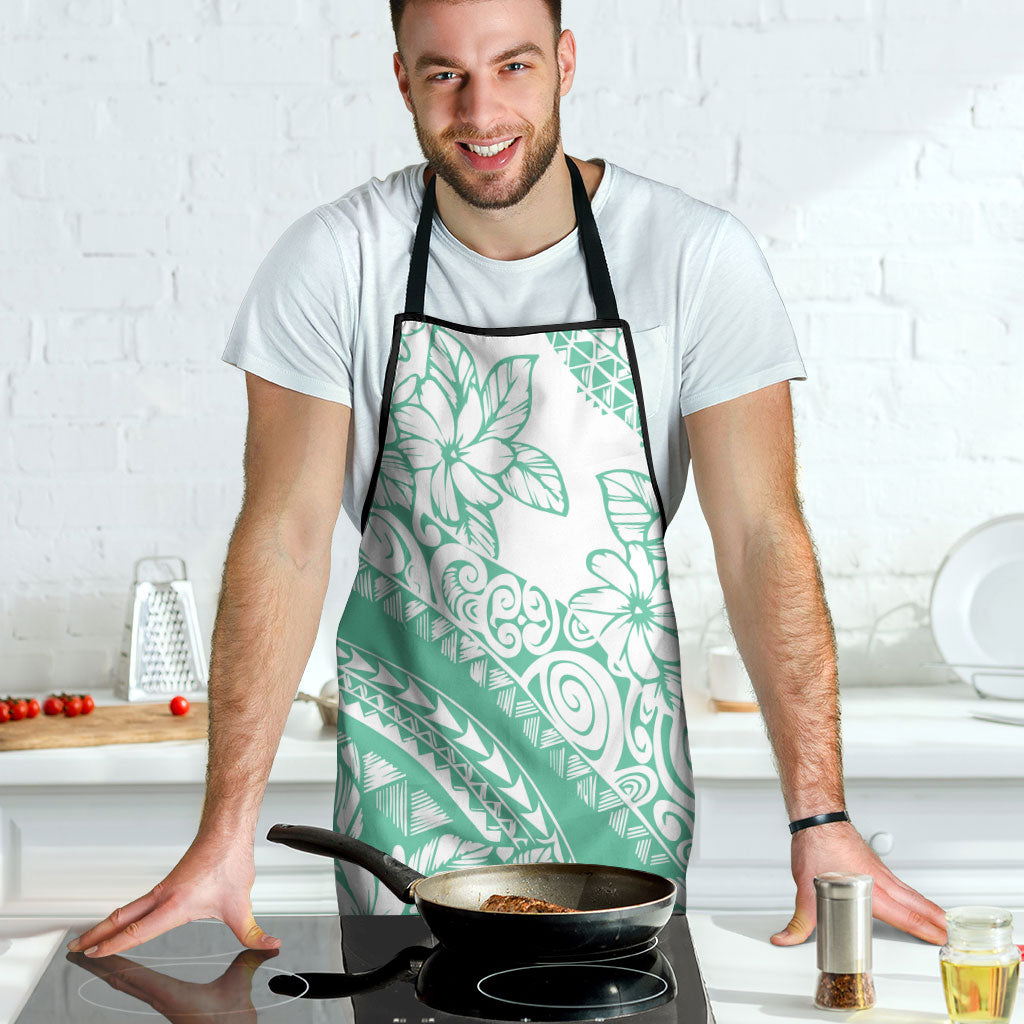 Polynesian Tiare Flower Cyan Pastel Vibes Apron