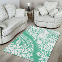 Polynesian Tiare Flower Cyan Pastel Vibes Area Rug
