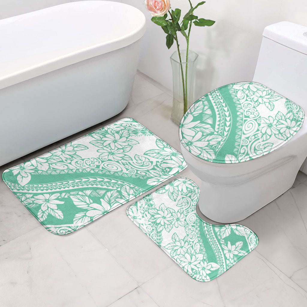 Polynesian Tiare Flower Cyan Pastel Vibes Bathroom Set