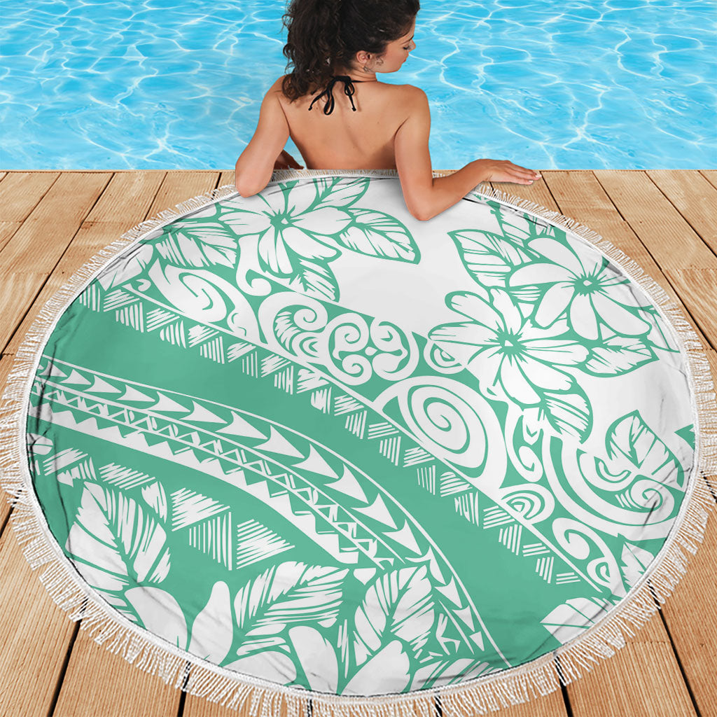 Polynesian Tiare Flower Cyan Pastel Vibes Beach Blanket