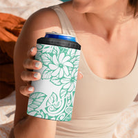 Polynesian Tiare Flower Cyan Pastel Vibes 4 in 1 Can Cooler Tumbler