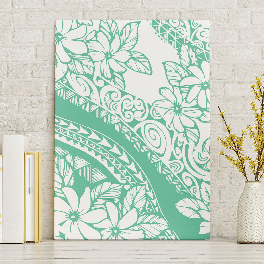 Polynesian Tiare Flower Cyan Pastel Vibes Canvas Wall Art