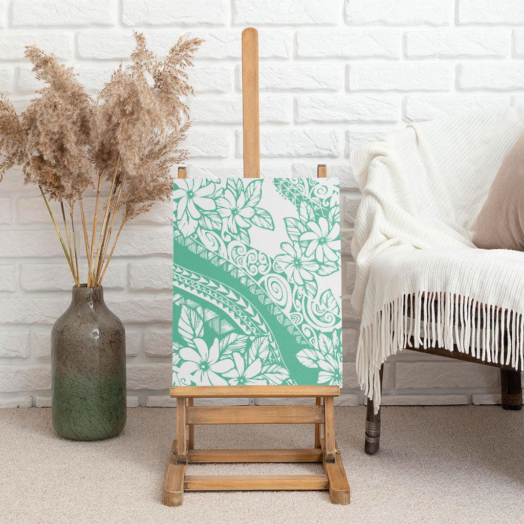 Polynesian Tiare Flower Cyan Pastel Vibes Canvas Wall Art