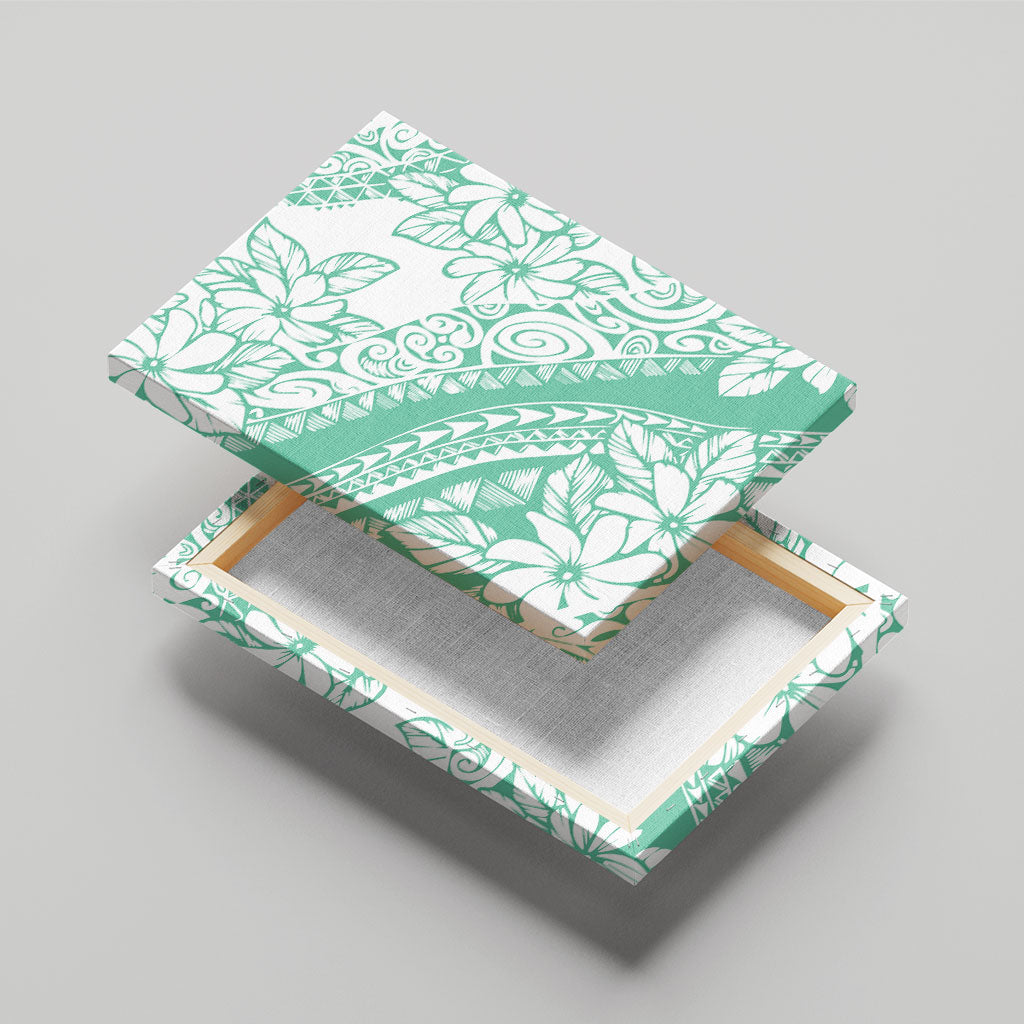 Polynesian Tiare Flower Cyan Pastel Vibes Canvas Wall Art