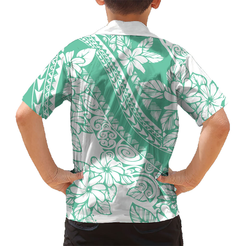 Polynesian Tiare Flower Cyan Pastel Vibes Family Matching Mermaid Dress and Hawaiian Shirt LT14 - Polynesian Pride