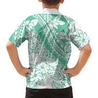Polynesian Tiare Flower Cyan Pastel Vibes Family Matching Mermaid Dress and Hawaiian Shirt LT14 - Polynesian Pride