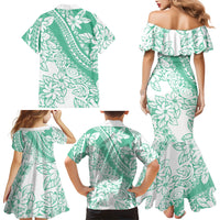 Polynesian Tiare Flower Cyan Pastel Vibes Family Matching Mermaid Dress and Hawaiian Shirt LT14 - Polynesian Pride