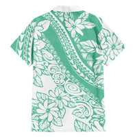 Polynesian Tiare Flower Cyan Pastel Vibes Family Matching Mermaid Dress and Hawaiian Shirt LT14 - Polynesian Pride