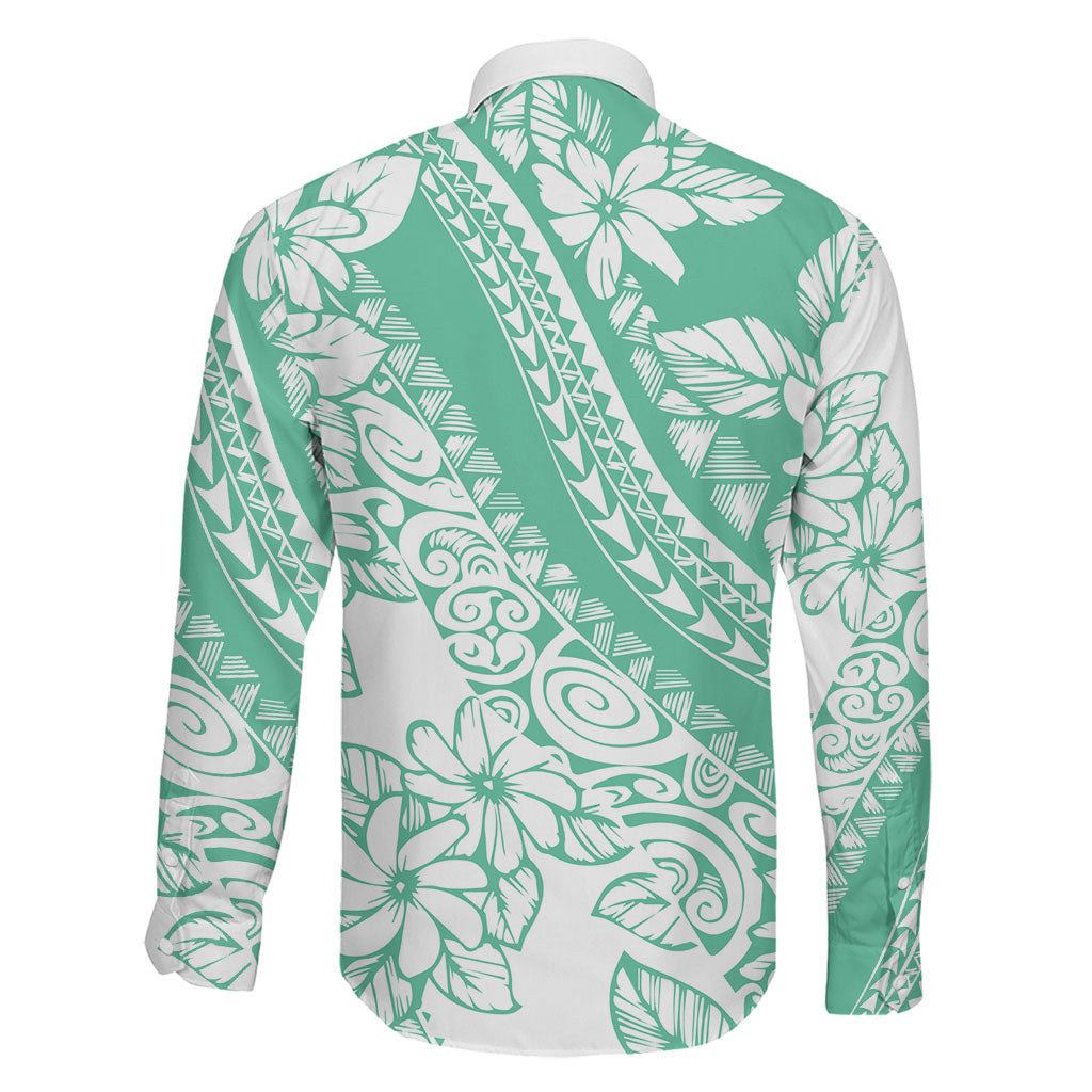 Polynesian Tiare Flower Cyan Pastel Vibes Family Matching Mermaid Dress and Hawaiian Shirt LT14 - Polynesian Pride
