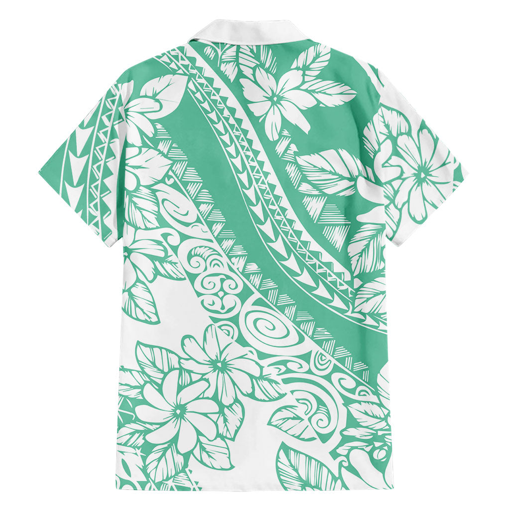 Polynesian Tiare Flower Cyan Pastel Vibes Family Matching Off Shoulder Maxi Dress and Hawaiian Shirt LT14 - Polynesian Pride