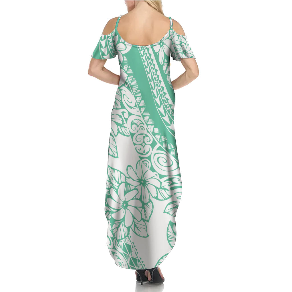 Polynesian Tiare Flower Cyan Pastel Vibes Family Matching Summer Maxi Dress and Hawaiian Shirt LT14 - Polynesian Pride