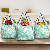 Polynesian Tiare Flower Cyan Pastel Vibes Grocery Bag