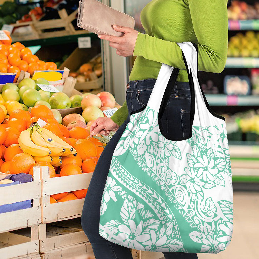 Polynesian Tiare Flower Cyan Pastel Vibes Grocery Bag