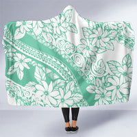 Polynesian Tiare Flower Cyan Pastel Vibes Hooded Blanket