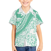 Polynesian Tiare Flower Cyan Pastel Vibes Kid Hawaiian Shirt