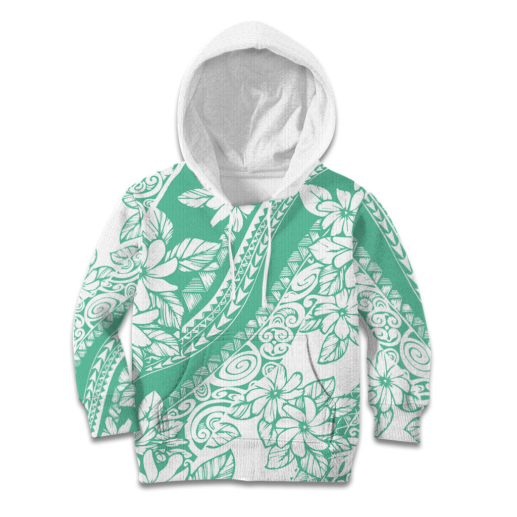 Polynesian Tiare Flower Cyan Pastel Vibes Kid Hoodie