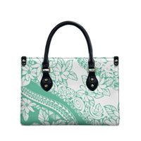 Polynesian Tiare Flower Cyan Pastel Vibes Leather Bag