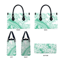 Polynesian Tiare Flower Cyan Pastel Vibes Leather Bag