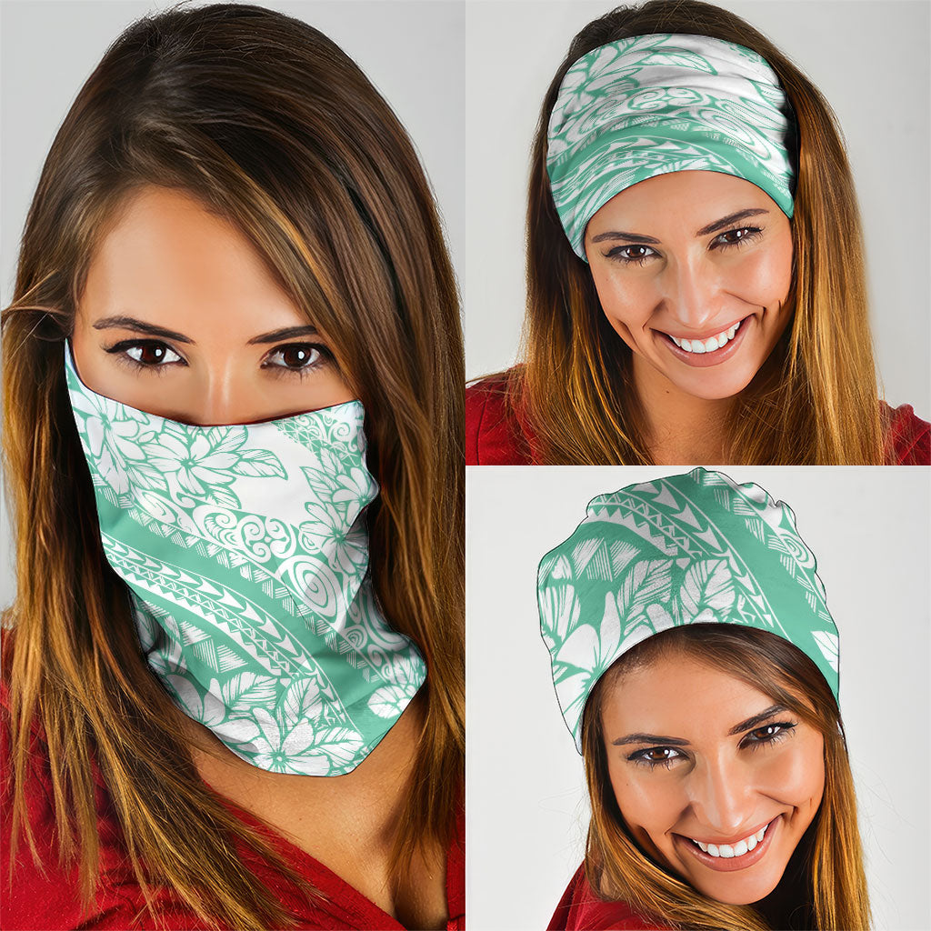 Polynesian Tiare Flower Cyan Pastel Vibes Neck Gaiter