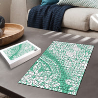 Polynesian Tiare Flower Cyan Pastel Vibes Puzzle