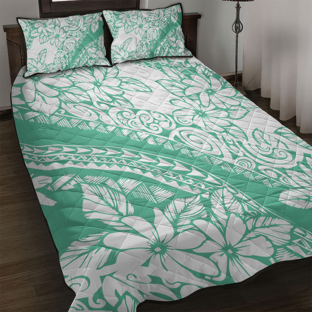Polynesian Tiare Flower Cyan Pastel Vibes Quilt Bed Set LT14 Cyan - Polynesian Pride