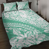 Polynesian Tiare Flower Cyan Pastel Vibes Quilt Bed Set