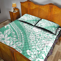 Polynesian Tiare Flower Cyan Pastel Vibes Quilt Bed Set