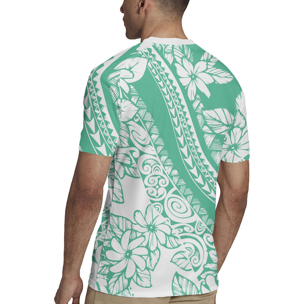 Polynesian Tiare Flower Cyan Pastel Vibes Rugby Jersey
