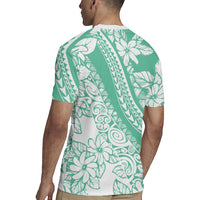 Polynesian Tiare Flower Cyan Pastel Vibes Rugby Jersey