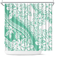 Polynesian Tiare Flower Cyan Pastel Vibes Shower Curtain
