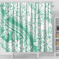 Polynesian Tiare Flower Cyan Pastel Vibes Shower Curtain