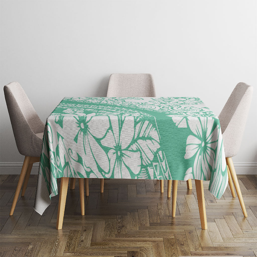 Polynesian Tiare Flower Cyan Pastel Vibes Tablecloth