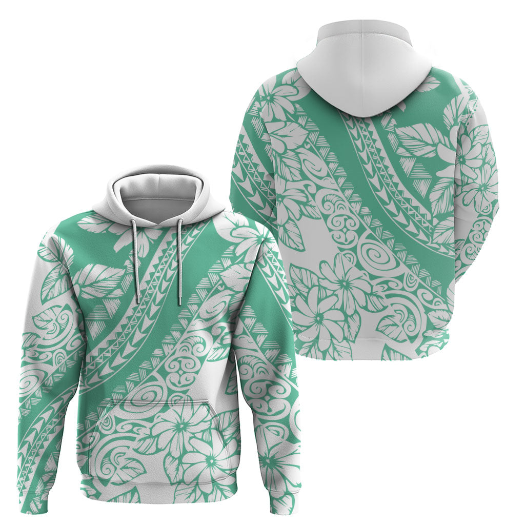 Polynesian Tiare Flower Cyan Pastel Vibes Zip Hoodie