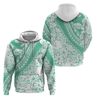 Polynesian Tiare Flower Cyan Pastel Vibes Zip Hoodie