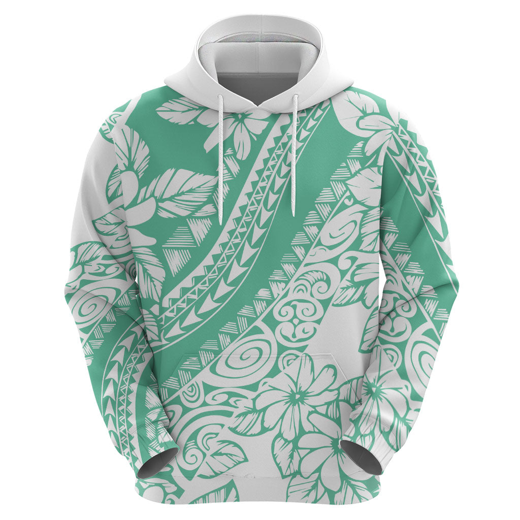 Polynesian Tiare Flower Cyan Pastel Vibes Zip Hoodie
