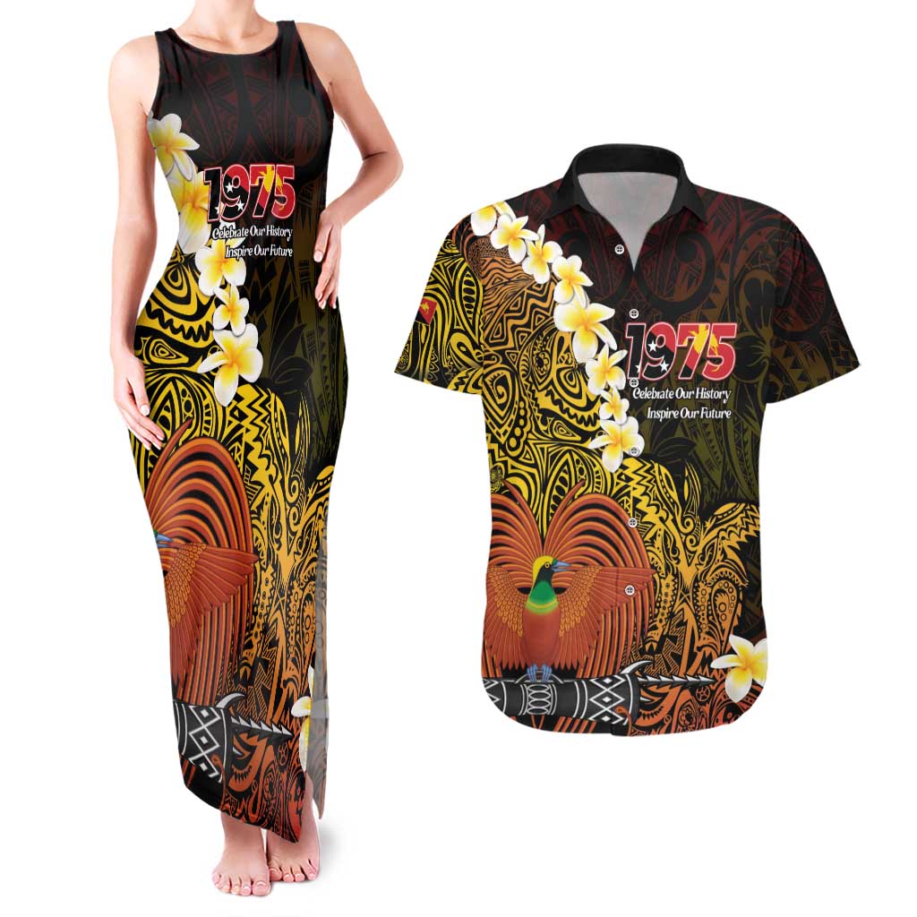 Papua New Guinea 1975 Couples Matching Tank Maxi Dress and Hawaiian Shirt Create Our History Inspire Our Future - Polynesian Pride
