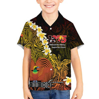 Papua New Guinea 1975 Family Matching Off Shoulder Maxi Dress and Hawaiian Shirt Create Our History Inspire Our Future LT14 Son's Shirt Black - Polynesian Pride