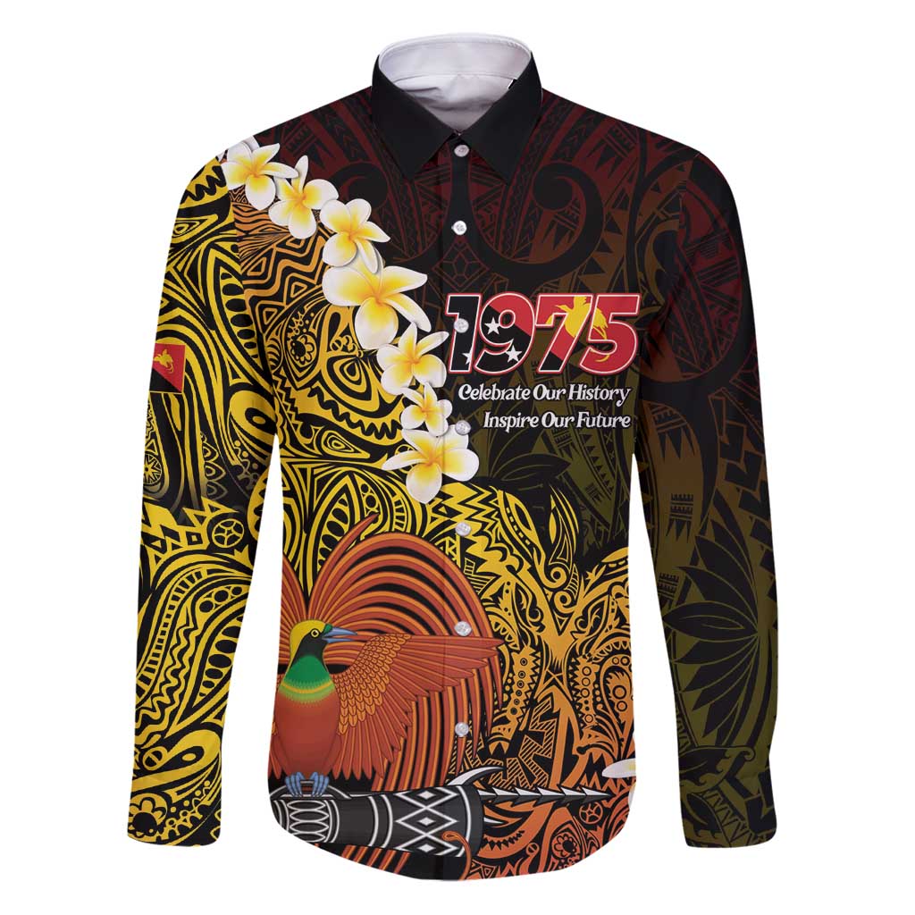 Papua New Guinea 1975 Family Matching Puletasi and Hawaiian Shirt Create Our History Inspire Our Future LT14 Dad's Shirt - Long Sleeve Black - Polynesian Pride