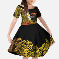 Papua New Guinea 1975 Family Matching Summer Maxi Dress and Hawaiian Shirt Create Our History Inspire Our Future LT14 Daughter's Dress Black - Polynesian Pride