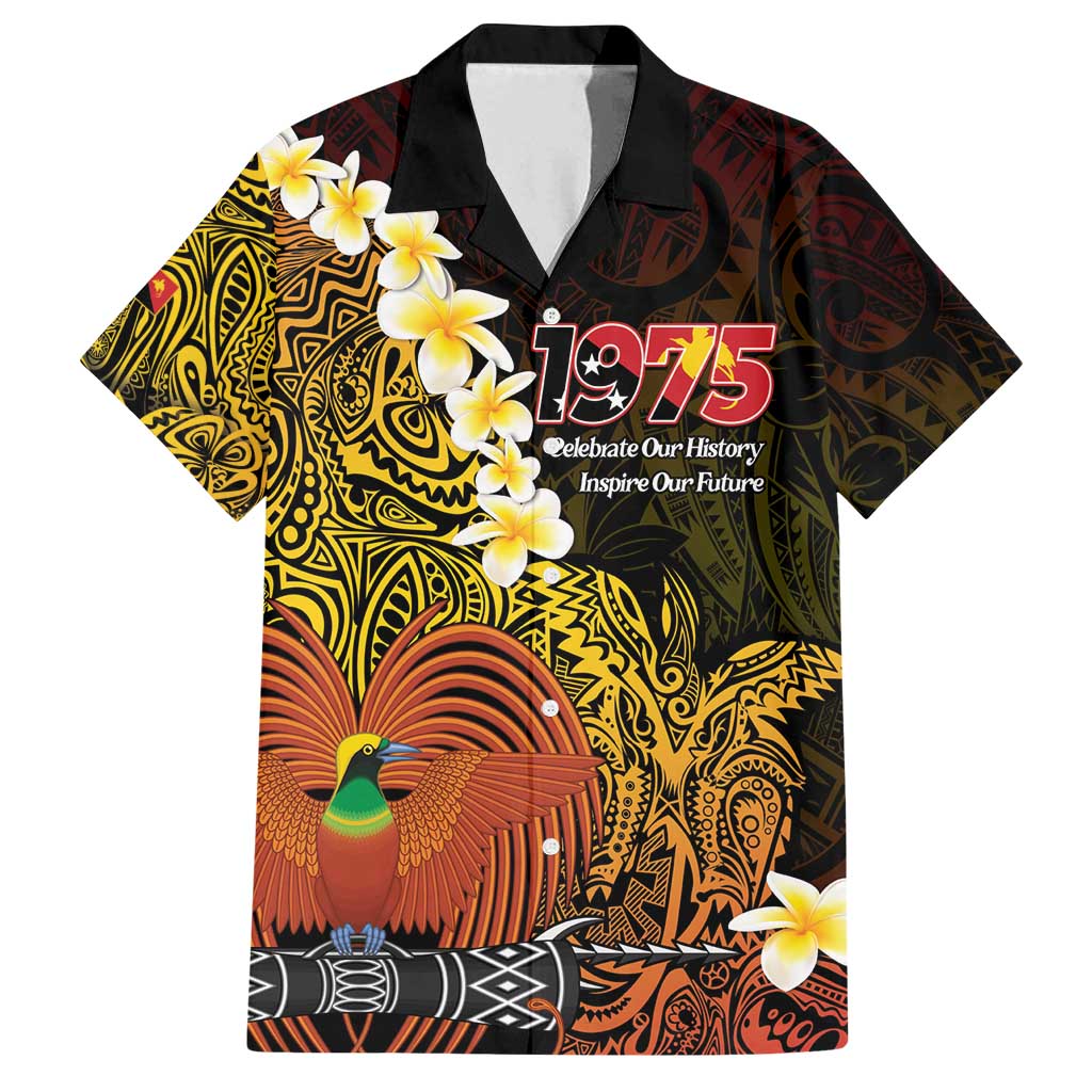 Papua New Guinea 1975 Family Matching Tank Maxi Dress and Hawaiian Shirt Create Our History Inspire Our Future LT14 Dad's Shirt - Short Sleeve Black - Polynesian Pride
