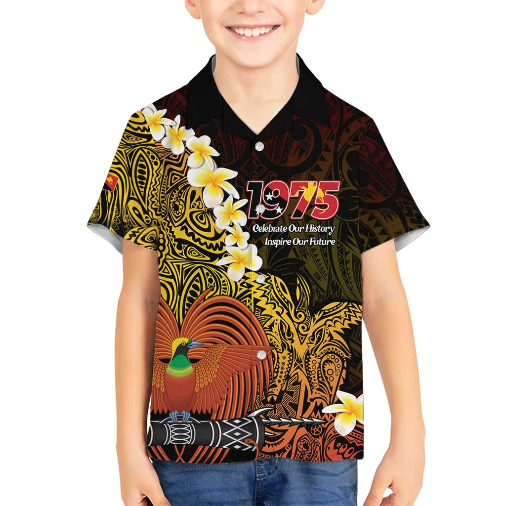 Papua New Guinea 1975 Family Matching Tank Maxi Dress and Hawaiian Shirt Create Our History Inspire Our Future LT14 Son's Shirt Black - Polynesian Pride