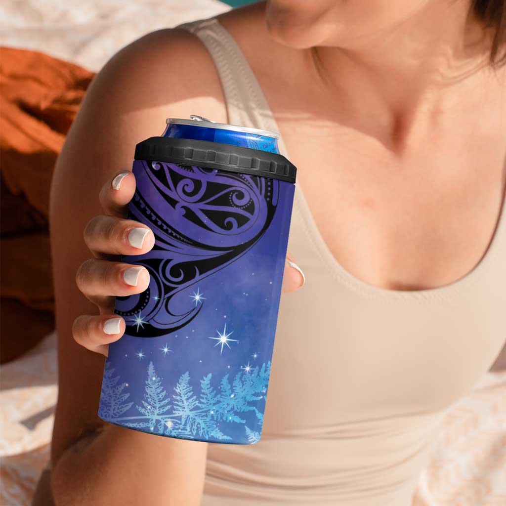 New Zealand Matariki 4 in 1 Can Cooler Tumbler Aotearoa Maori New Year Galaxy Maori Silver Fern LT14 - Polynesian Pride